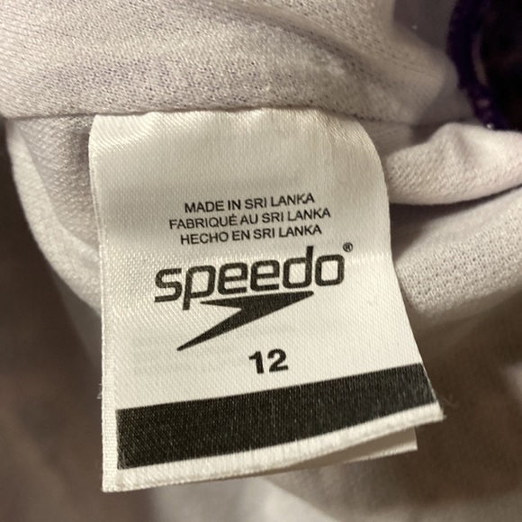 SPEEDO One Piece Swim Suit Purple & Pink Racer Back Ruching on the sides Size 12 - Picture 6 of 9